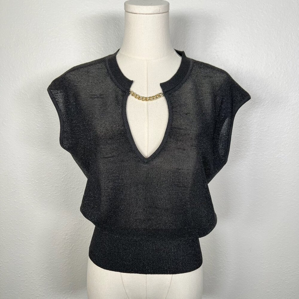 Galita Black T-Shirt with Gold Chain - One Size